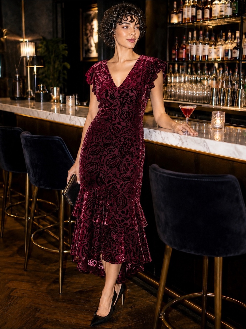 NWT Tommy Hilfiger Burgundy Burnout Velvet High Low Dress 8 Romantic Whimsigoth